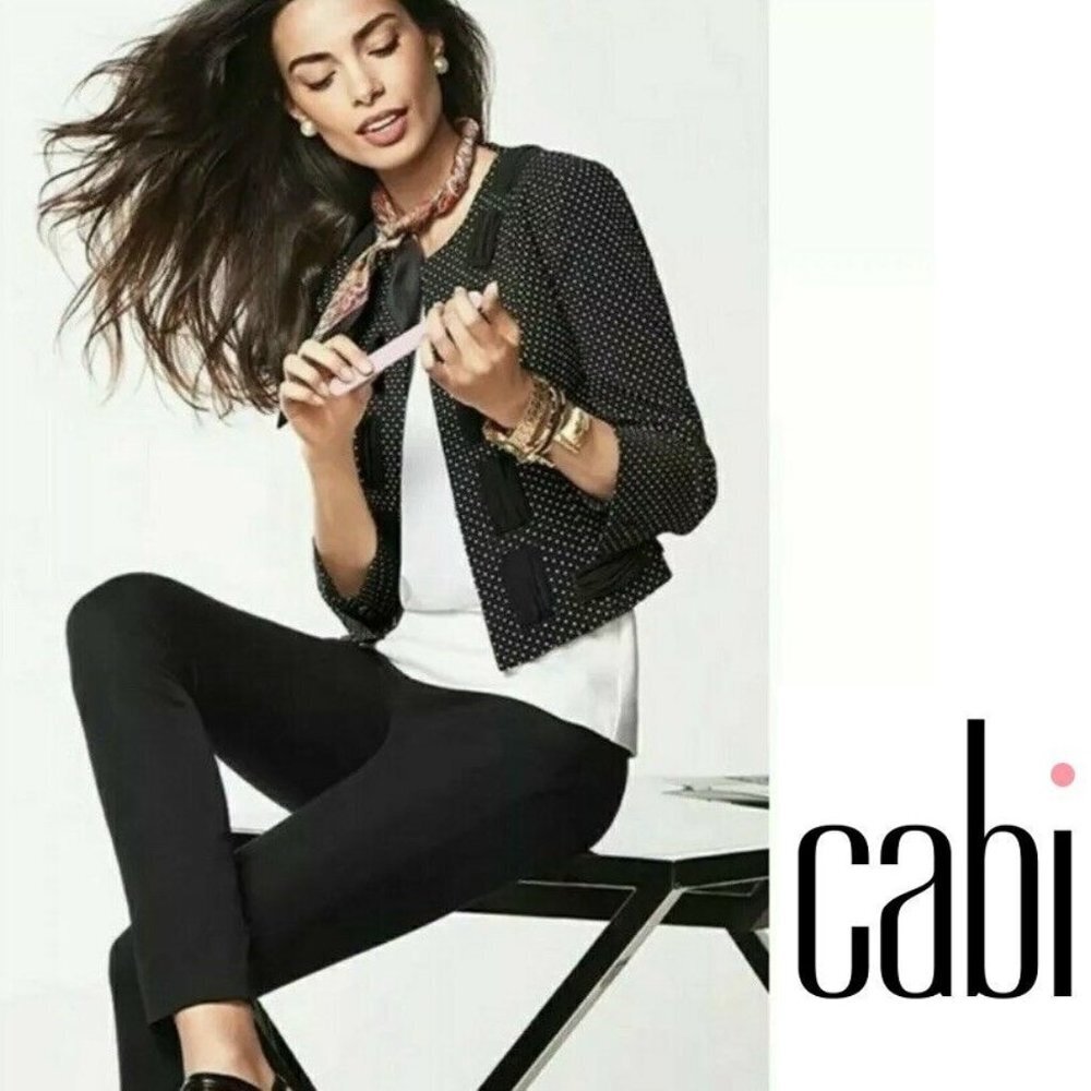 NEW! CABI Dot Jacket Womens 2 Black White Polka Dot Cropped #5156 Designer $169